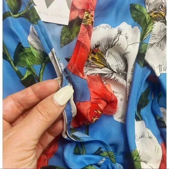 Parker Blue Floral Silk Blouse - Picture 7 of 10